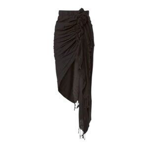 JUST BE QUEEN XL Tulum Black Linen Asymmetrical Skirt vacation Resortwear